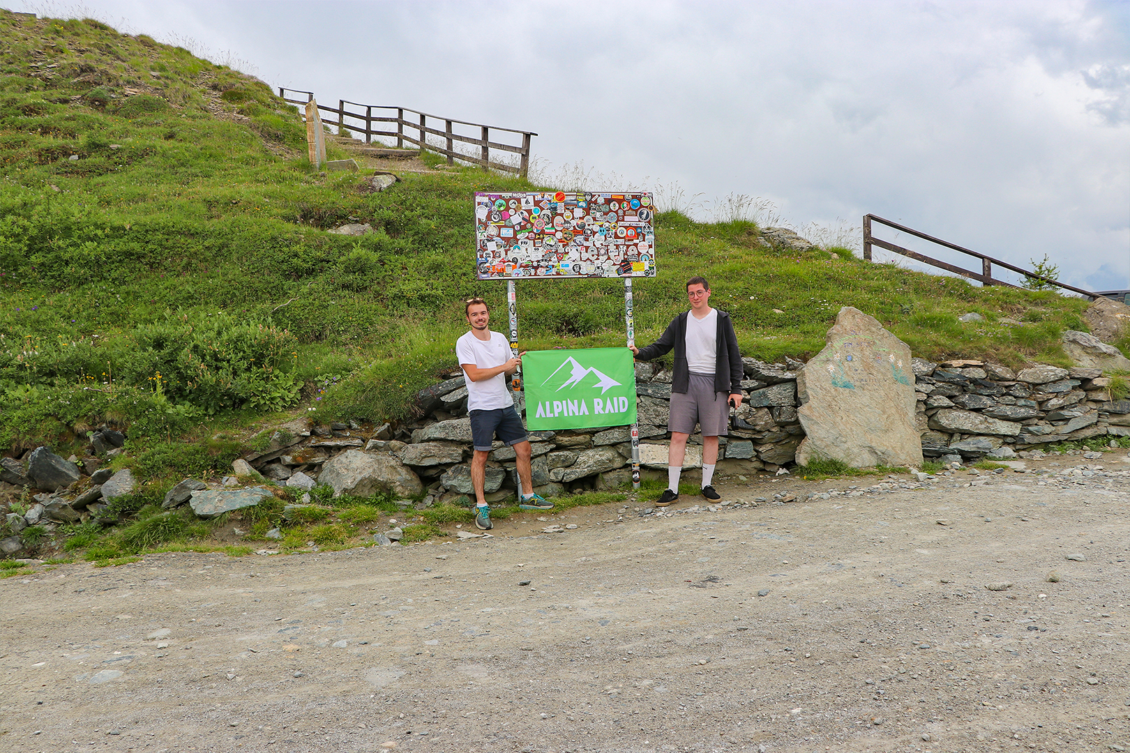 The crew on top of the pass